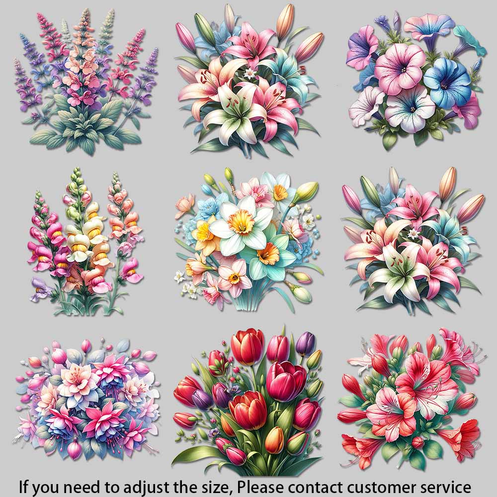 Embellishment Crafts - Transferts thermocollants floraux vintage en aquarelle,
