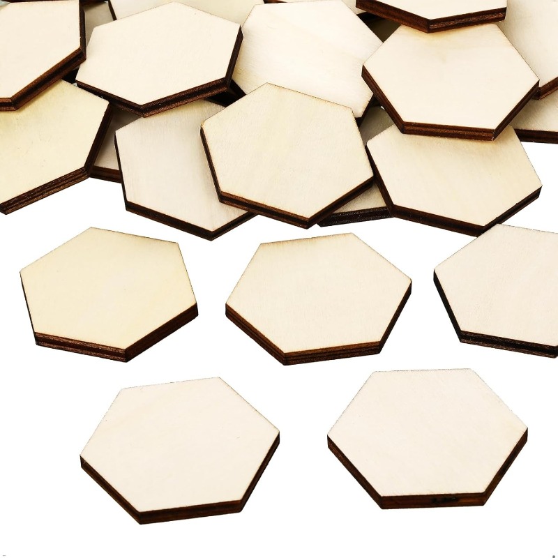 Craft Embellishments - Pièces hexagonales en bois inachevé de