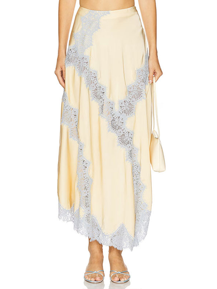 Ensemble deux pièces en satin  - Elastic Lace Trim avis et prix