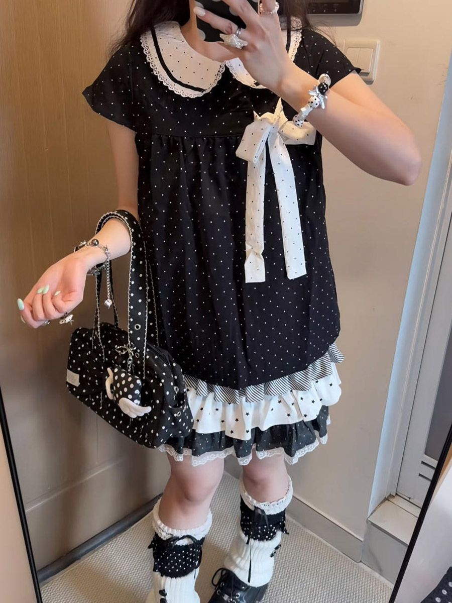Ensemble 2 pièces Y2K Kawaii j - Lace Ribbon Trim avis et prix