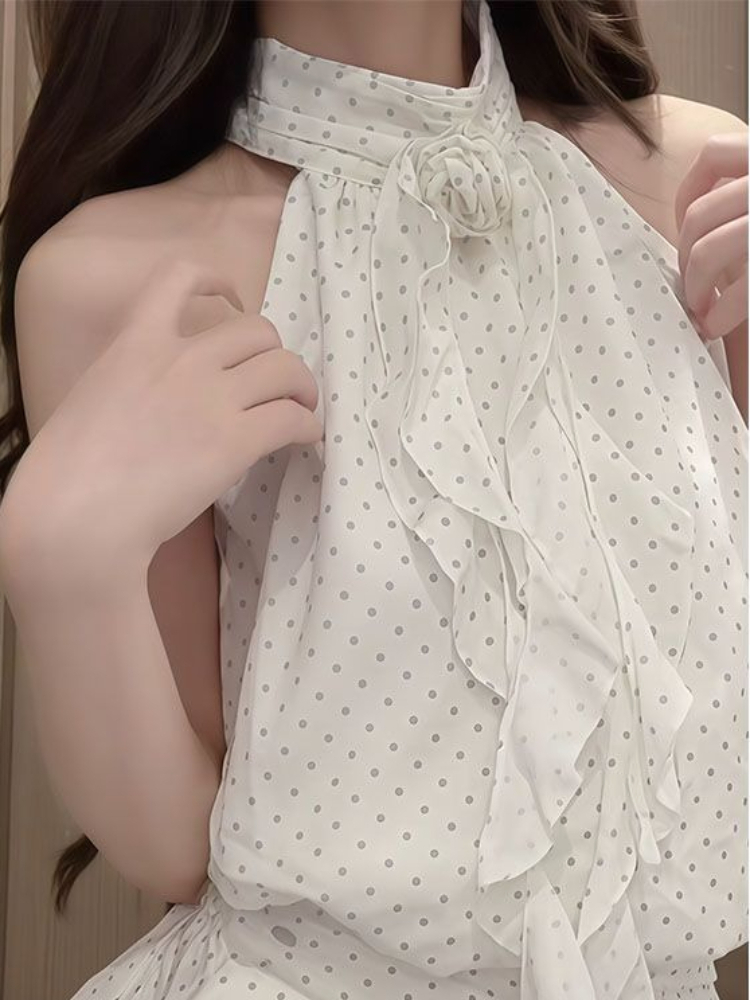 Ensemble 2 pièces à pois doux  - Elastic Lace Trim avis et prix