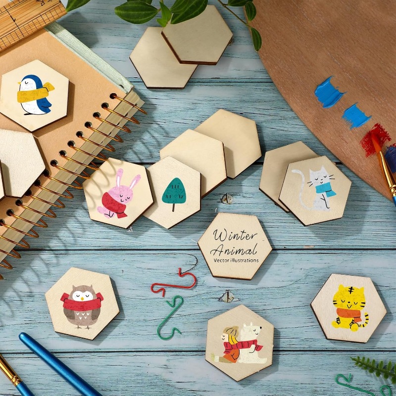 Pièces hexagonales en bois ina - Craft Embellishments avis et prix